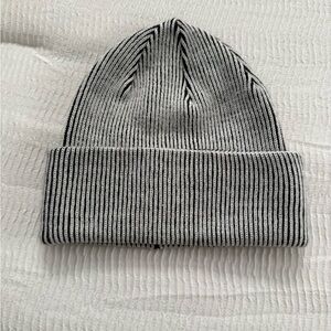 H&M Striped Black and Gray Beanie